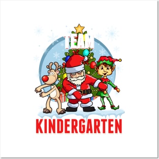 Team KINDERGARTEN Santa Elf Reindeer Flossing Kids Christmas Posters and Art